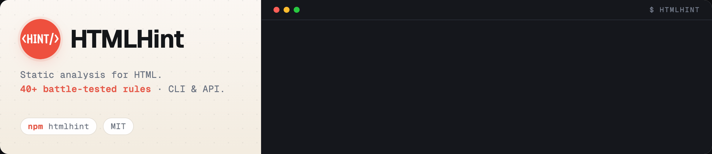 HTMLHint — static analysis for HTML